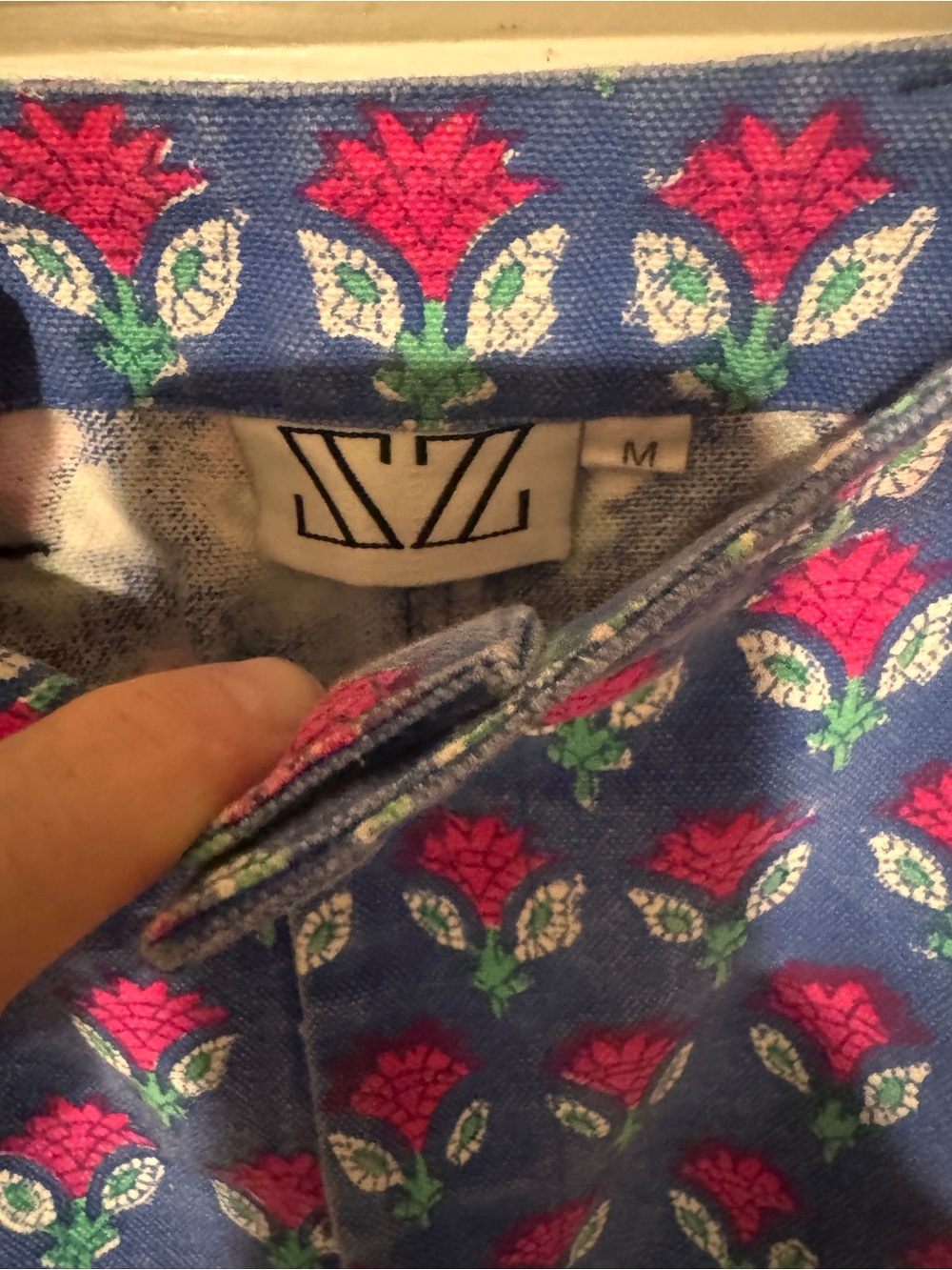 Wide Leg Floral Print Pants in Blue and Pink - Picture 3 of 3